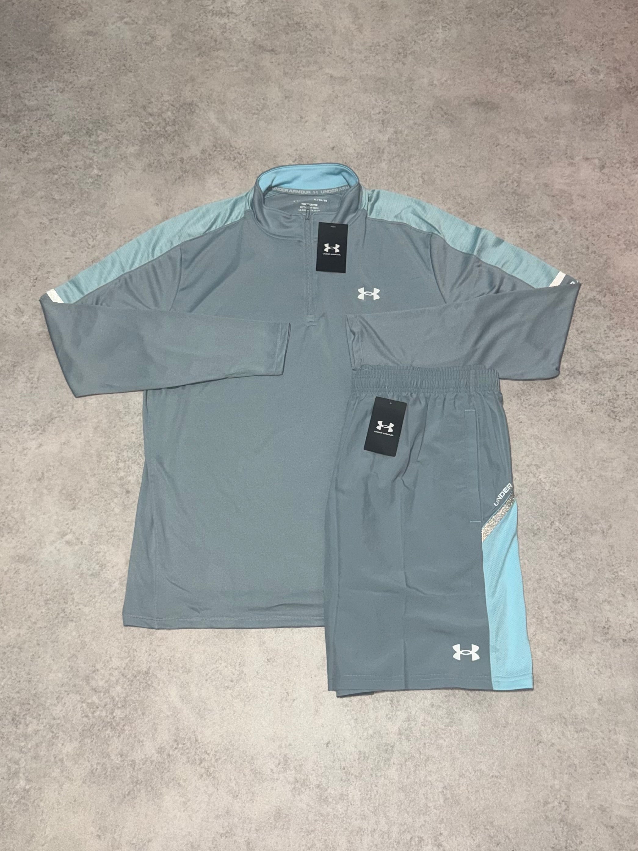 Under Armour 1/4 Zip Set - Grey/ Blue – Sourced To Supply